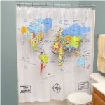 Vinly shower curtains world map